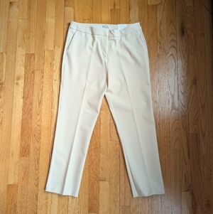 Rachel Zoe Cream Hi Rise Slim Leg Trousers